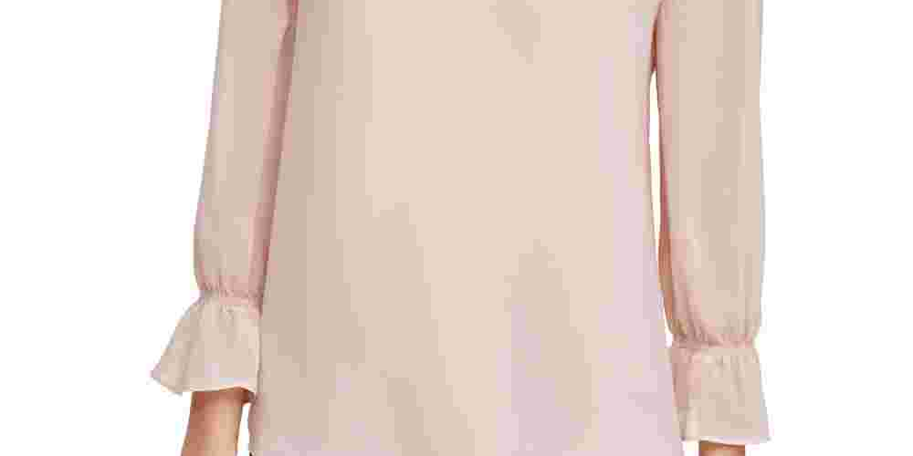 Calvin Klein Women's Ruffled V Neck Top Pink Size Medium