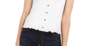 Planet Gold Junior's Lettuce Edge T-Shirt White Size Medium