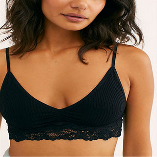 Free People Women's Stevie Lace Trim Bralette Black Size M/L