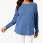 Karen Scott Women's Cotton Marled Curved Hem Top Blue Size Small