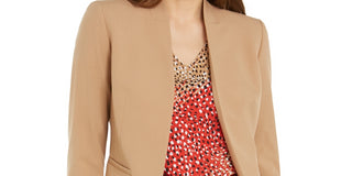 Bar III Women's Seamed Open Front Blazer Beige Size X-Large