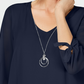 JM Collection Women's Chiffon Tie Cuff Top Blue Size Petite L