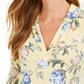 Charter Club Women's Printed V Neck Top Yellow Size Medium