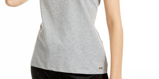 Calvin Klein Women's Studded Logo T-Shirt Gray Size Large