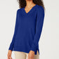 Karen Scott Women's V Neck Solid Sweater Blue Size Medium