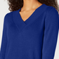 Karen Scott Women's V Neck Solid Sweater Blue Size Medium