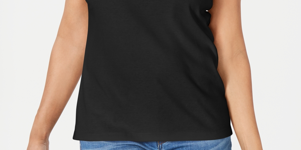 Karen Scott Women's Mock Neck Sleeveless Top Black Size Small