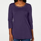 Karen Scott Women's Beaded Top Purple Size Large