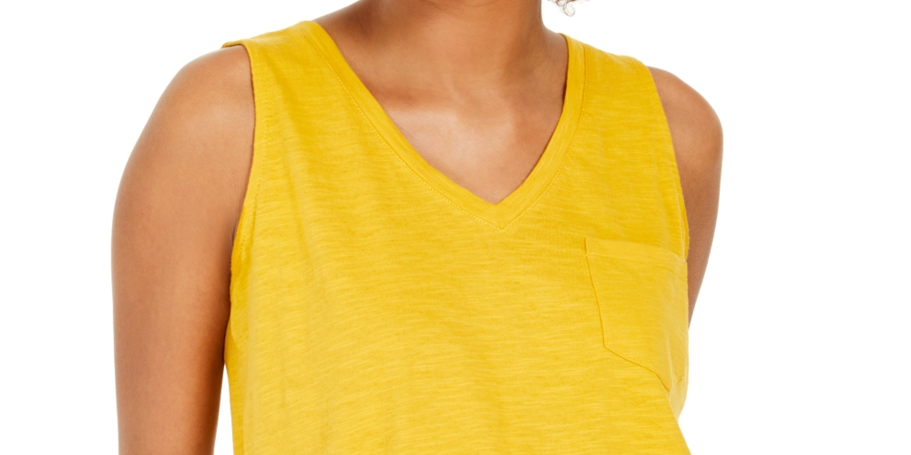Style & Co Women's Cotton V Neck Tank Top Gold Size Medium