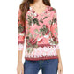Charter Club Women's Garden Printed V-Neck Top Pink Size X-Large