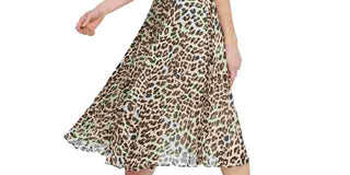 DKNY Women's Pleated Midi Skirt Yellow/Black Size Medium