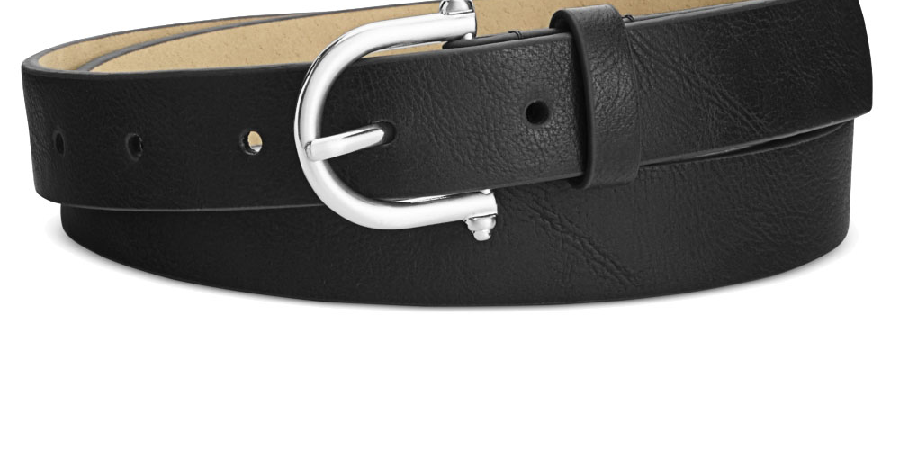 Style & Co. Women's Faux Leather Skinny Knob Buckle Belt Black Size S