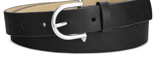 Style & Co. Women's Faux Leather Skinny Knob Buckle Belt Black Size S