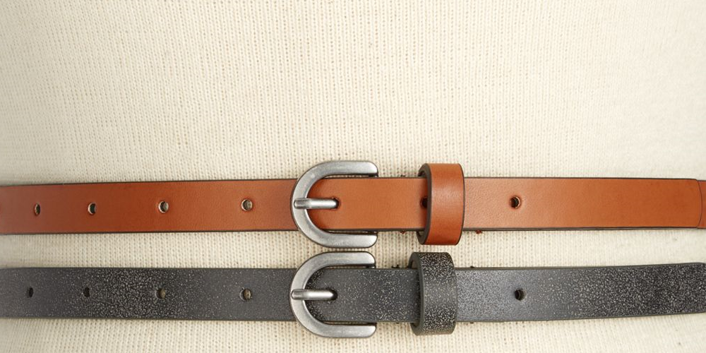 Style & Co Women’s Rhinestone & Stud 2 for 1 Skinny Belts Black Size L