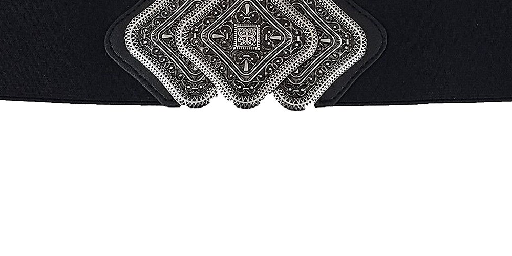 Style & Co Women’s Metal Buckle Trio Interlock Stretch Belt Black Size L/XL