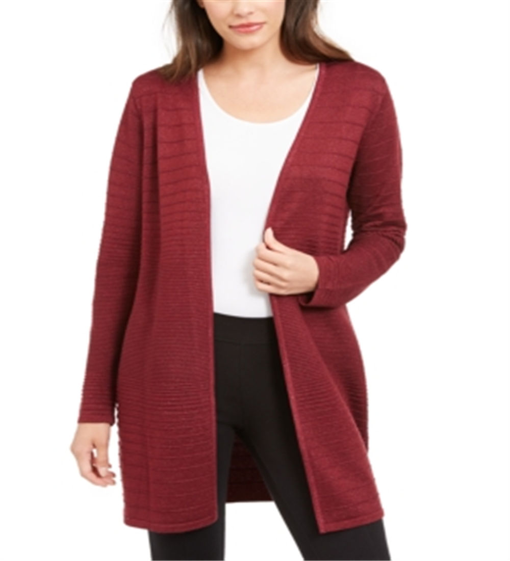 Alfani Women's Lurex Stitch Cardigan Red Size Petite S