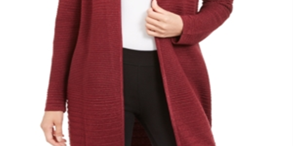 Alfani Women's Lurex Stitch Cardigan Red Size Petite S