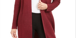 Alfani Women's Lurex Stitch Cardigan Red Size Petite S