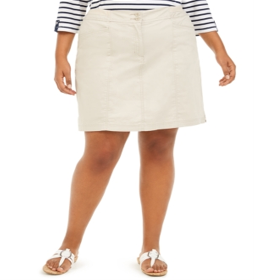 Karen Scott Women's Plus Knit Waistband High Rise Skort Beige Size 20W
