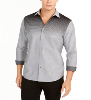 Alfani Men's Classic Fit Gradient-Stripe Shirt Black Size Large