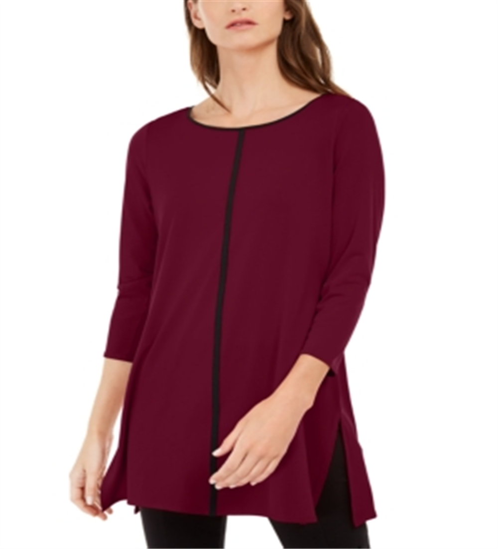 Alfani Women's Piped Tunic Wine Size Petite S