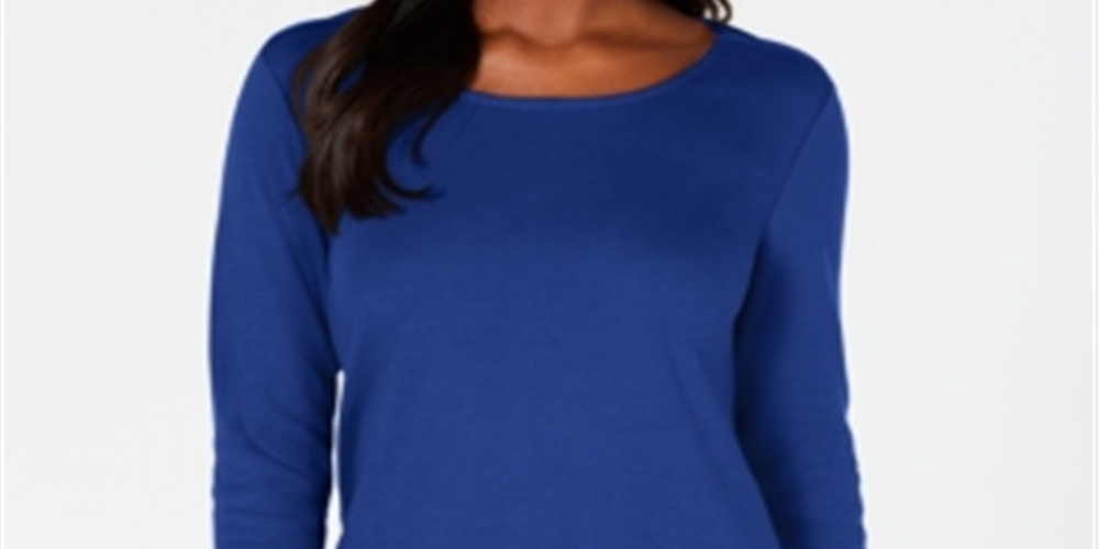 Karen Scott Women's Tulip Hem Top Blue Size Small