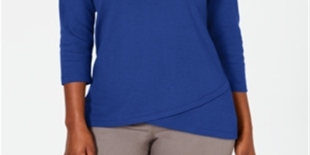 Karen Scott Women's Tulip Hem Top Blue Size Small
