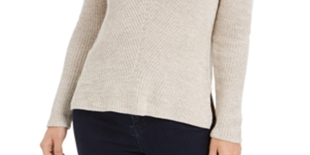 Style & Co Women's Ribbed V Neck Cotton Sweater Brown Size XX-Large