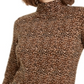 Bar III Women's Animal Print Turtleneck Truffle Top Brown Size X-Large