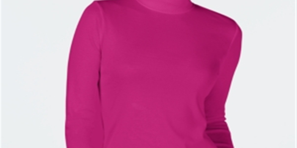 Charter Club Women's Cotton Mock Neck Top Pink Size Small
