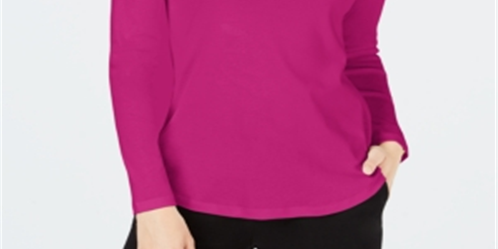 Charter Club Women's Cotton Mock Neck Top Pink Size Small