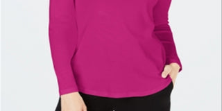 Charter Club Women's Cotton Mock Neck Top Pink Size Small