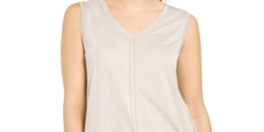Style & Co Women's High Low Hem V Neck Tank Top Tan Size Medium