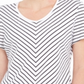 Karen Scott Women's Mitered Stripe Top White Size Medium