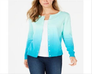 Charter Club Women's Ombre Cardigan Blue Size Medium