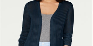 Charter Club Women's Vertical Stitch Completer Sweater Blue Size X-Large