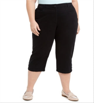 Karen Scott Women's Plus Stretch Tummy Control Capri Pants Black Size 22W