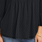 Charter Club Women's Double Ruffle Textured Pintuck Top Black Size Petite S