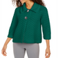 JM Collection Women's Two Button Textured Topper Green Size Petite Small