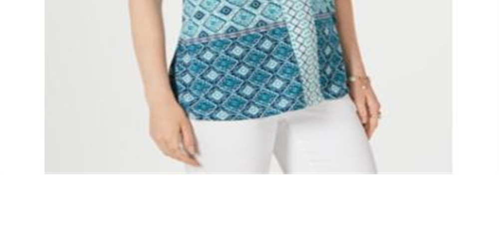 Style & Co Women's Tassel Printed Sleeveless Tank Top Blue Size X-Large