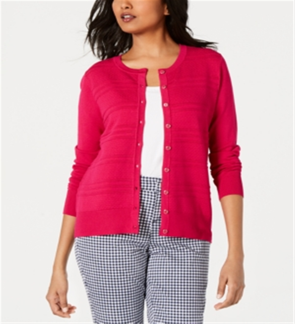 Charter Club Women's Textured Cardigan Moroccan Pink Size XX-Large