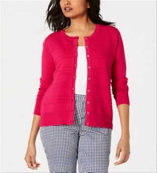 Charter Club Women's Textured Cardigan Moroccan Pink Size XX-Large