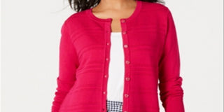 Charter Club Women's Textured Cardigan Moroccan Pink Size XX-Large