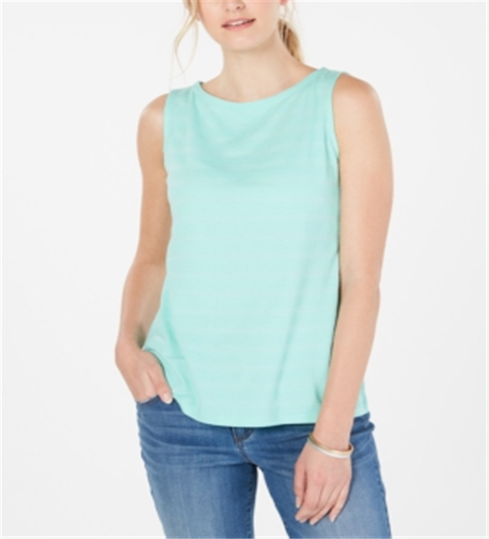Charter Club Women's Textured Cotton Tank Top Blue Size X-Large