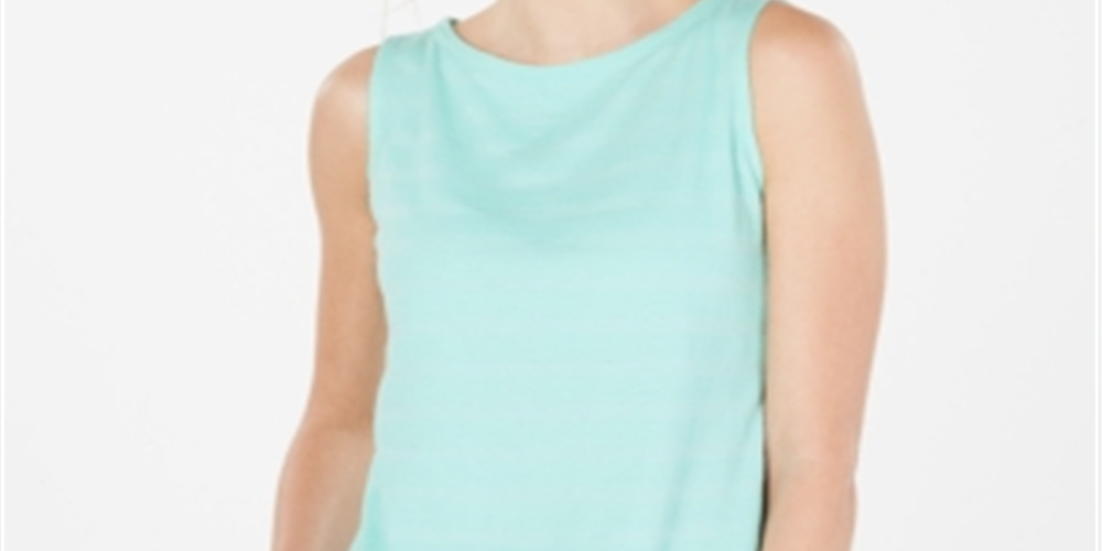 Charter Club Women's Textured Cotton Tank Top Blue Size X-Large