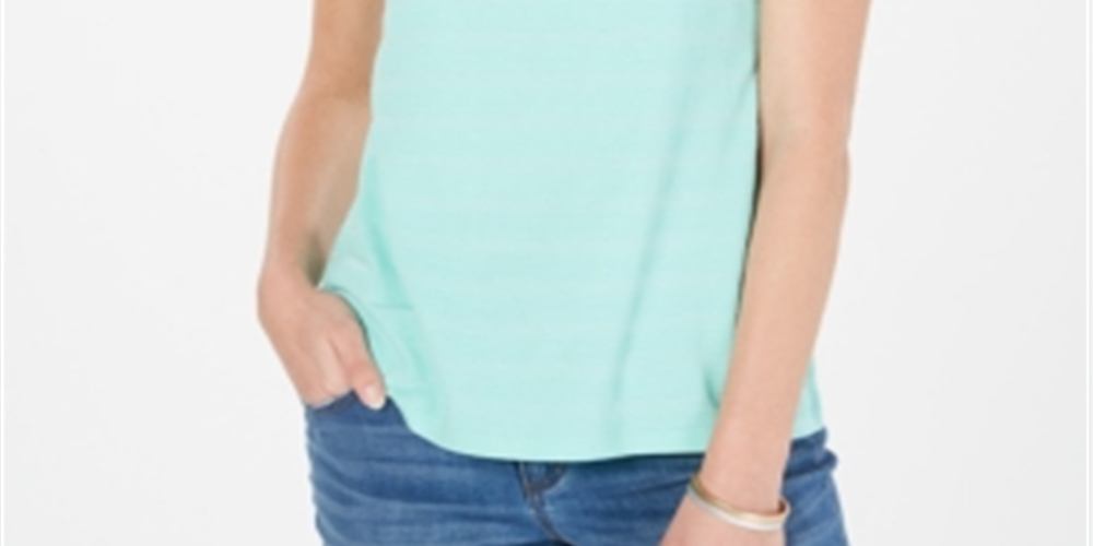 Charter Club Women's Textured Cotton Tank Top Blue Size X-Large