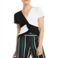 INC International Concepts Women's Colorblocked Twist Front Top Black Size Petite Medium