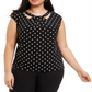 Kasper Women's Polka Dot Cut Out Top Black Size 1X