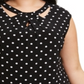 Kasper Women's Polka Dot Cut Out Top Black Size 1X