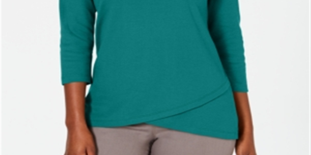 Karen Scott Women's Tulip Hem Top Green Size X-Large